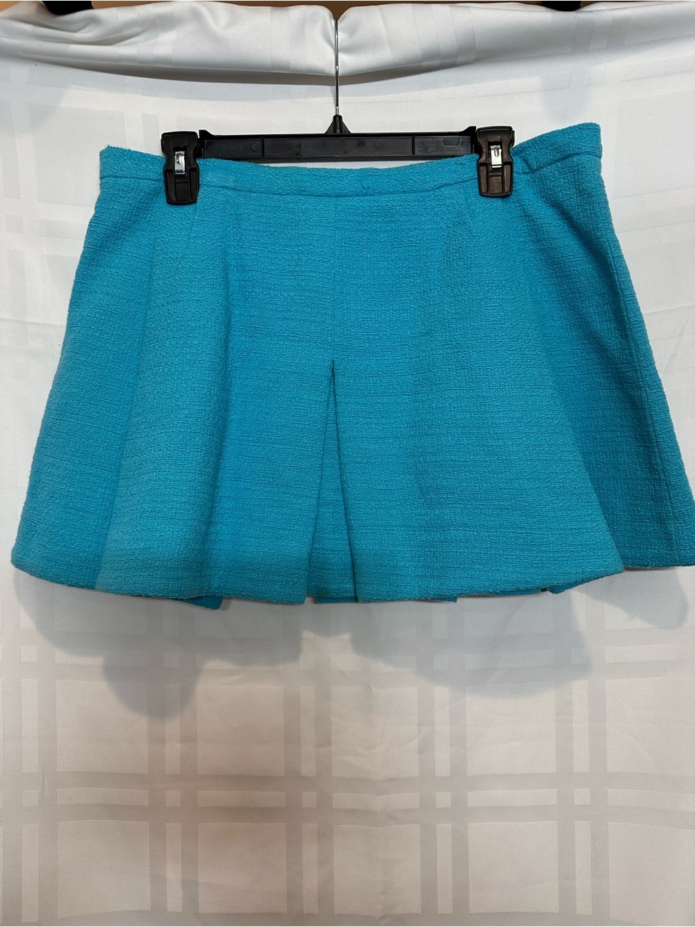 Zara Turquoise Blue Textured
Tweed Pleated Mini Skort